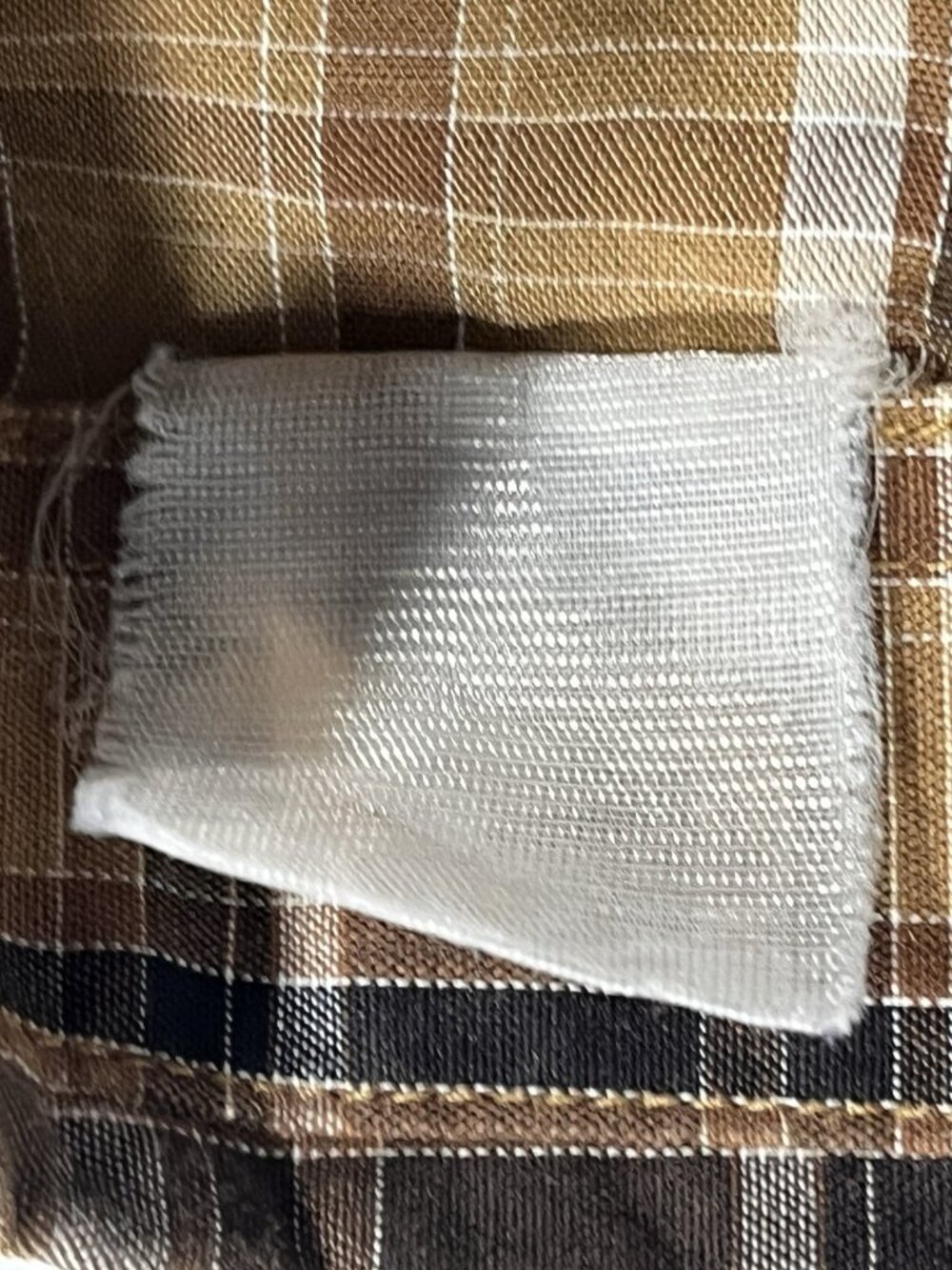 Ely Cattleman Pearl Snap Shirt Mens Medium Tan Brown Plaid Western Long Sleeve - Picture 9 of 9